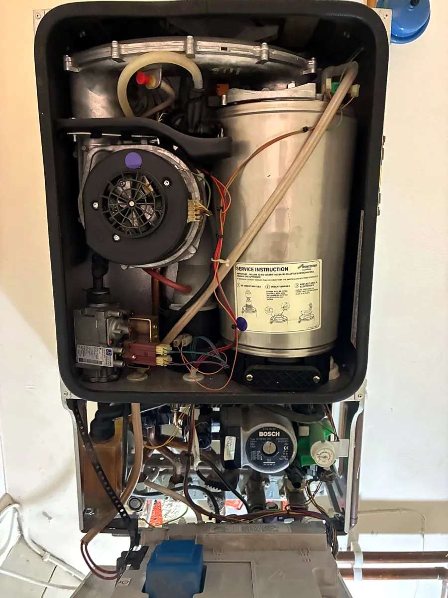 Worcester combi boiler opened up for its annual service