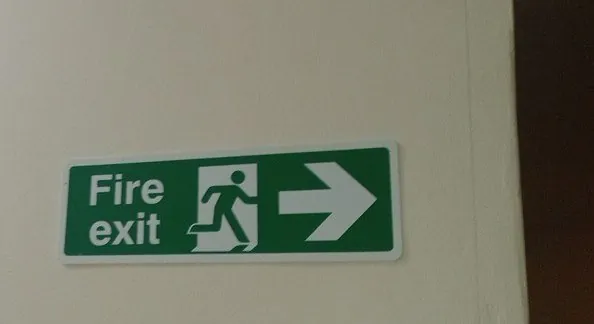Fire exit sign showing the escape route